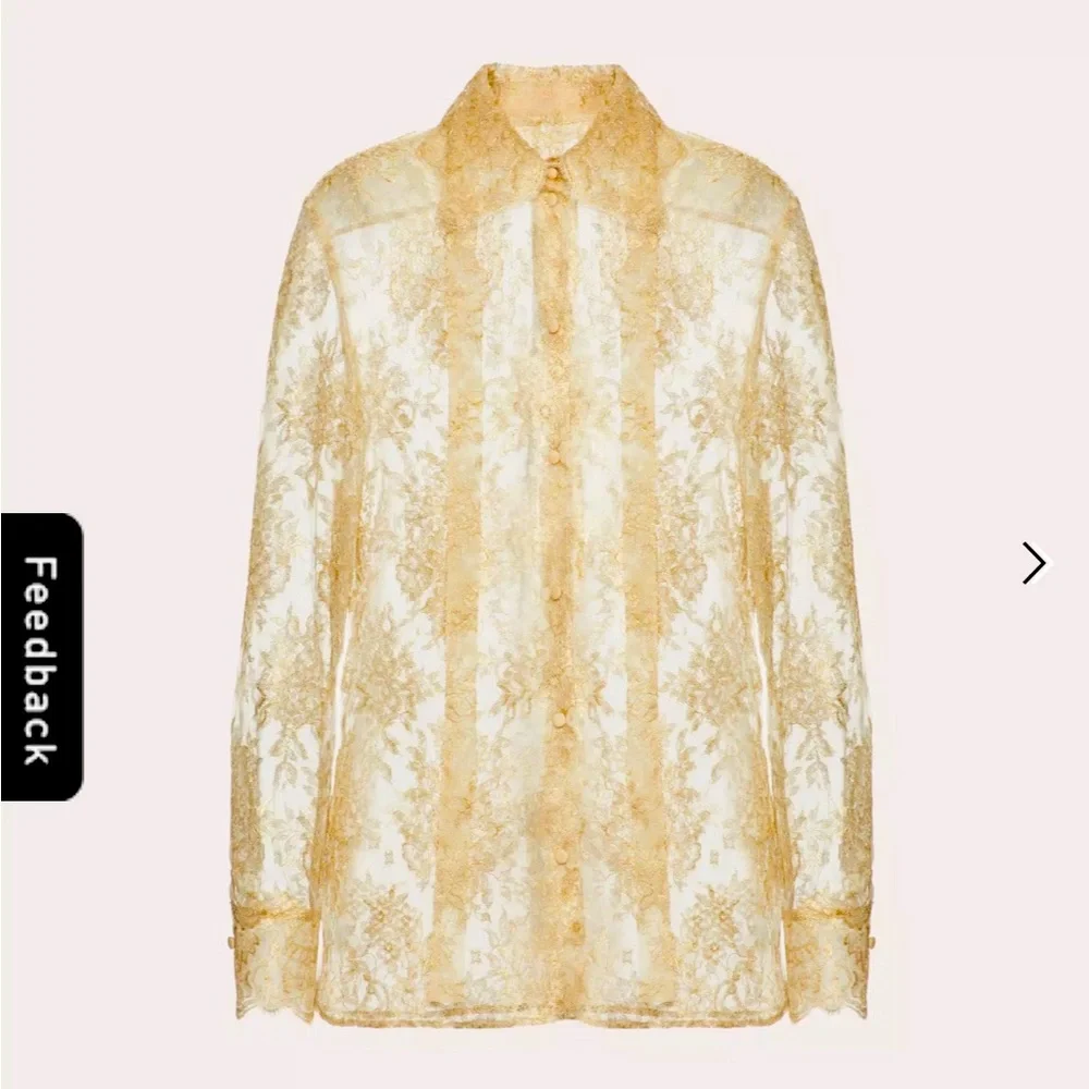 NWT VALENTINO gold lace blouse size 40 small - Picture 2 of 7